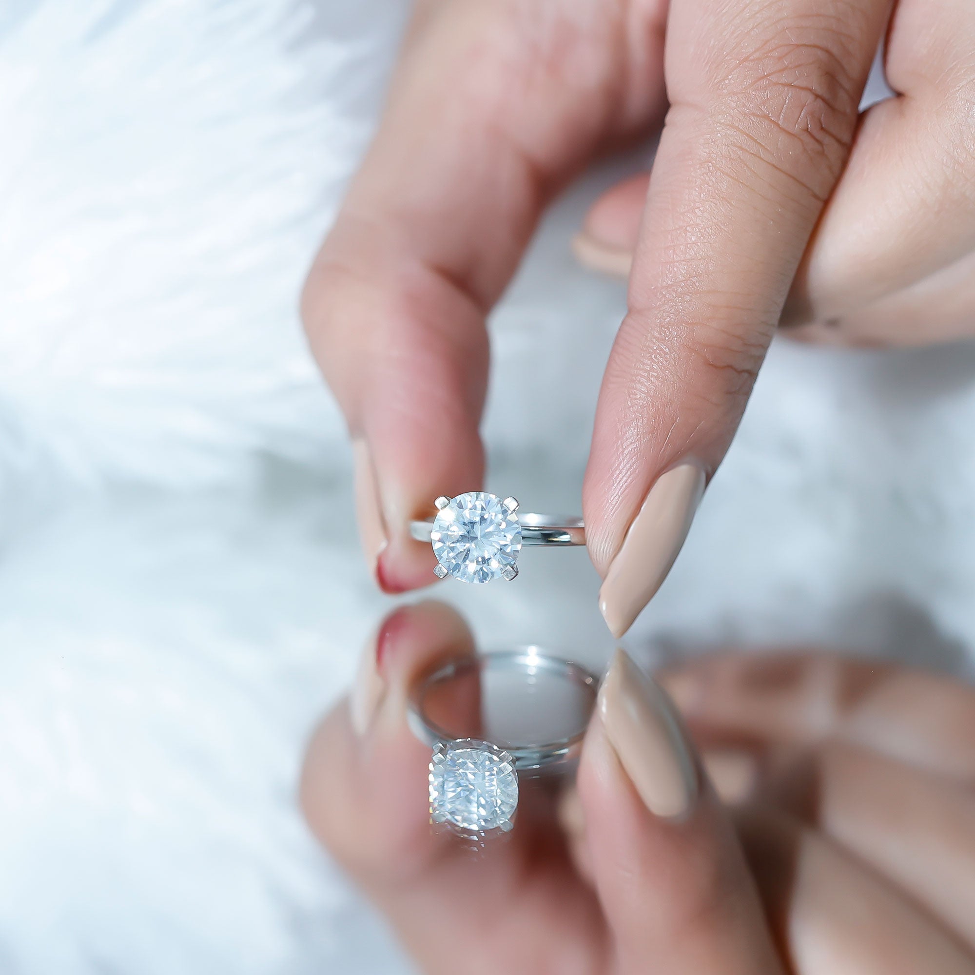 Certified 2 Carat Round Lab Grown Diamond Solitaire Engagement Ring