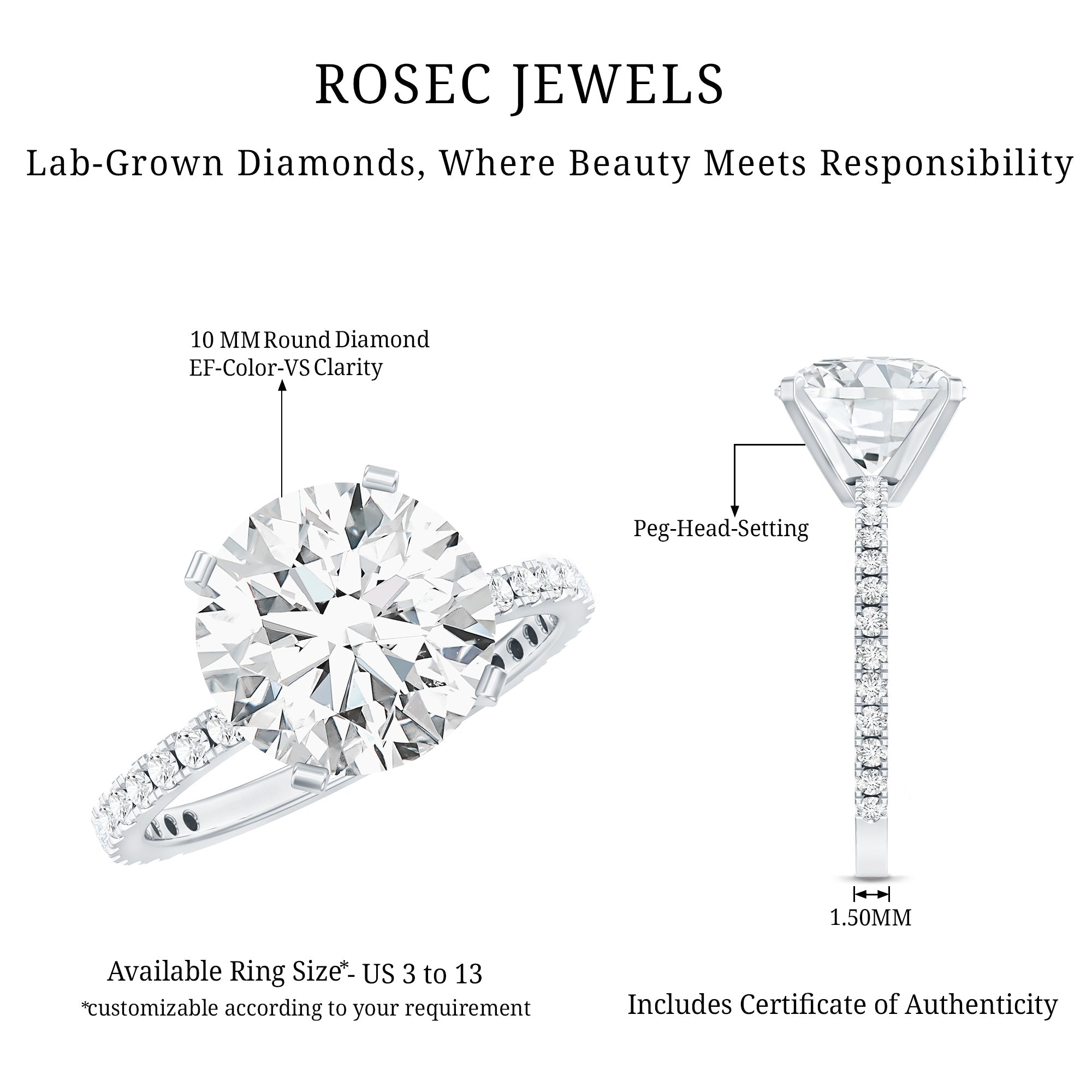 4 Carat Lab Grown Diamond Engagement Ring