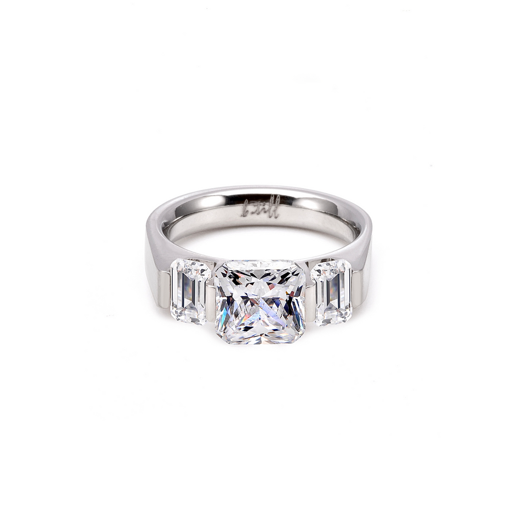 RG206W B.Tiff Tension 2 ct Cushion Cut with Emeralds Engagement Ring