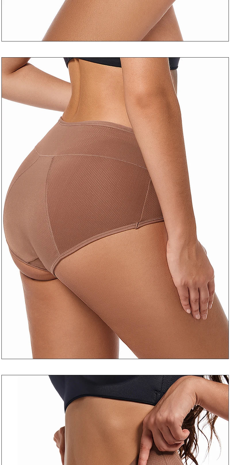 3Layers Leakproof High Waist Breathable Women Menstural Period Panties Incontinence Underwear