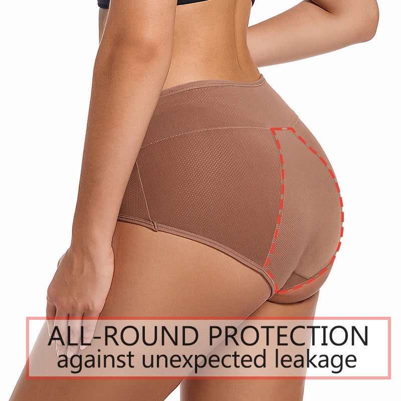 3Layers Leakproof High Waist Breathable Women Menstural Period Panties Incontinence Underwear