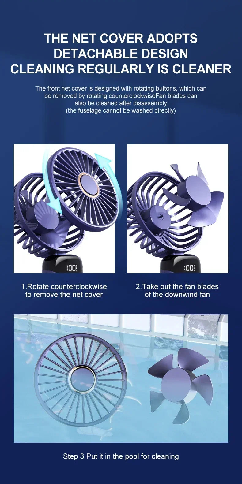 Foldable Neck Hanging Mini Fan, Portable 5 Speed USB Rechargeable Handheld Fan with Display Screen Phone Stand, 1800mAh
