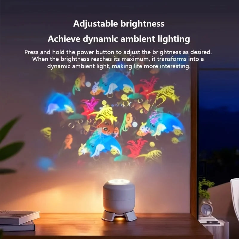 360° Rotating Starry Ocean Projection Night Light Dynamic Projector Decorative Lamp Ocean-Themed Projection Light Festival Gift