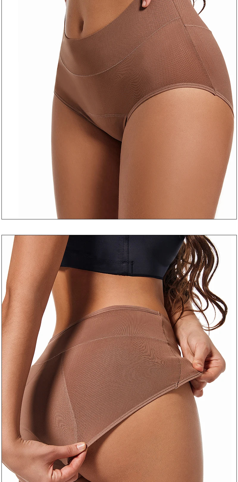 3Layers Leakproof High Waist Breathable Women Menstural Period Panties Incontinence Underwear