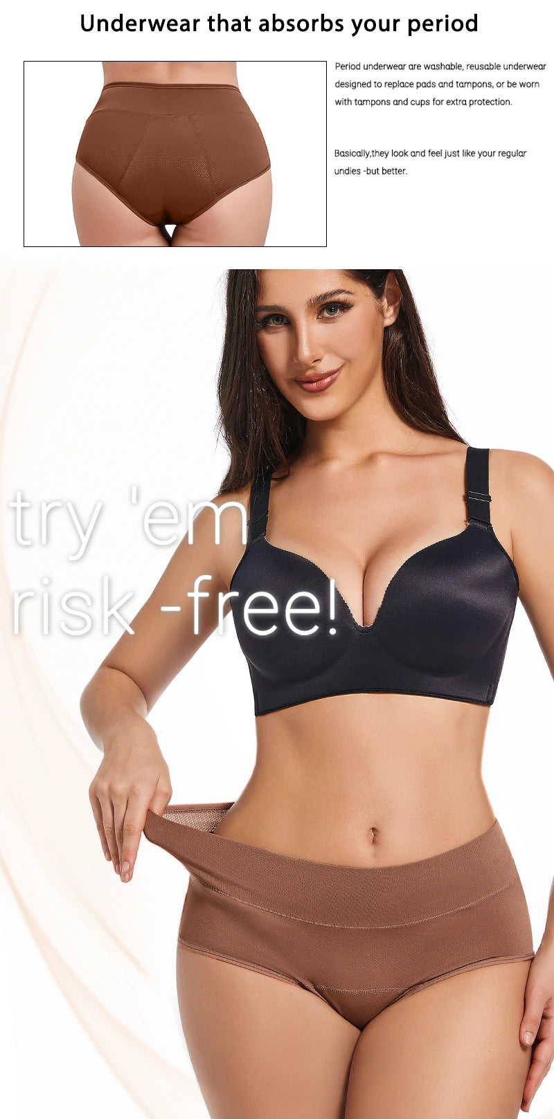 3Layers Leakproof High Waist Breathable Women Menstural Period Panties Incontinence Underwear