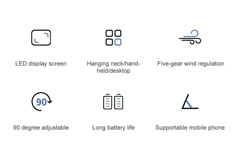 Foldable Neck Hanging Mini Fan, Portable 5 Speed USB Rechargeable Handheld Fan with Display Screen Phone Stand, 1800mAh