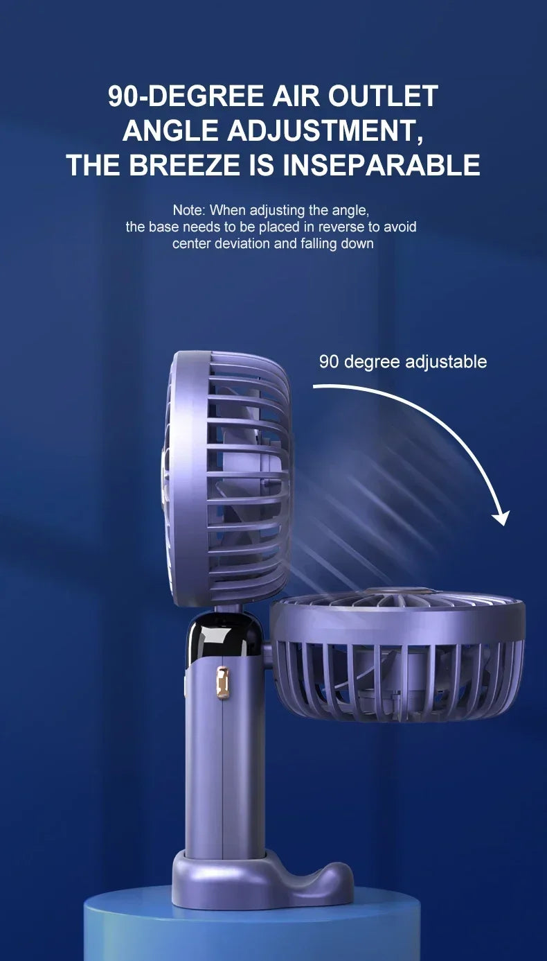 Foldable Neck Hanging Mini Fan, Portable 5 Speed USB Rechargeable Handheld Fan with Display Screen Phone Stand, 1800mAh