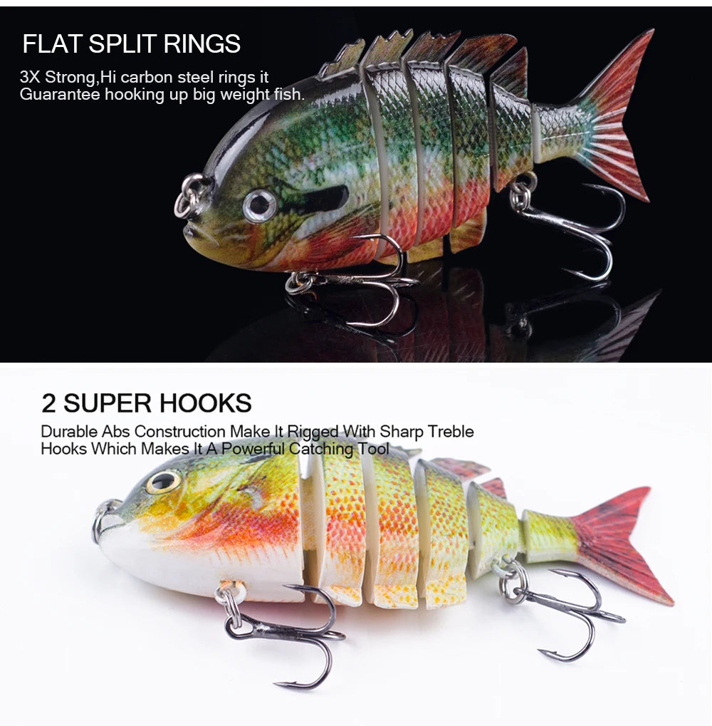 Hanlin 7.5cm 14.5g Multi Jointed Fishing Lures Sinking Shad Baits Wobbler Hard Body Swimbait Lifelike Sunfish Bass Tackle