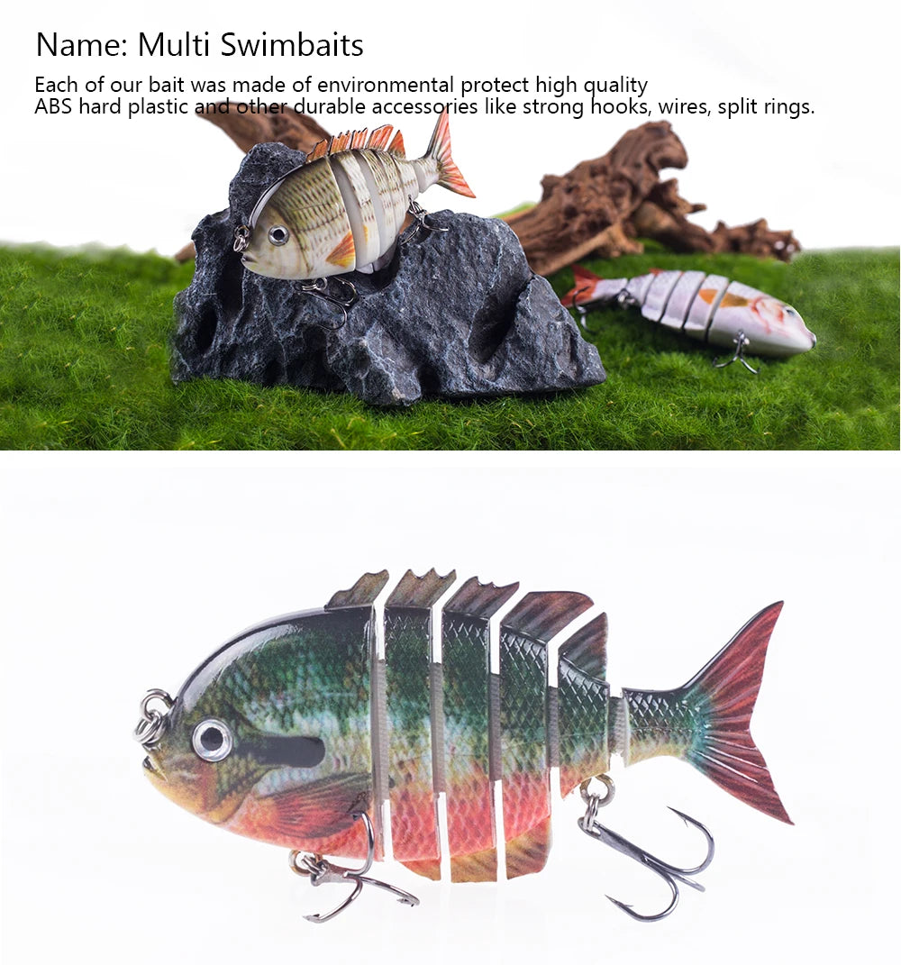 Hanlin 7.5cm 14.5g Multi Jointed Fishing Lures Sinking Shad Baits Wobbler Hard Body Swimbait Lifelike Sunfish Bass Tackle