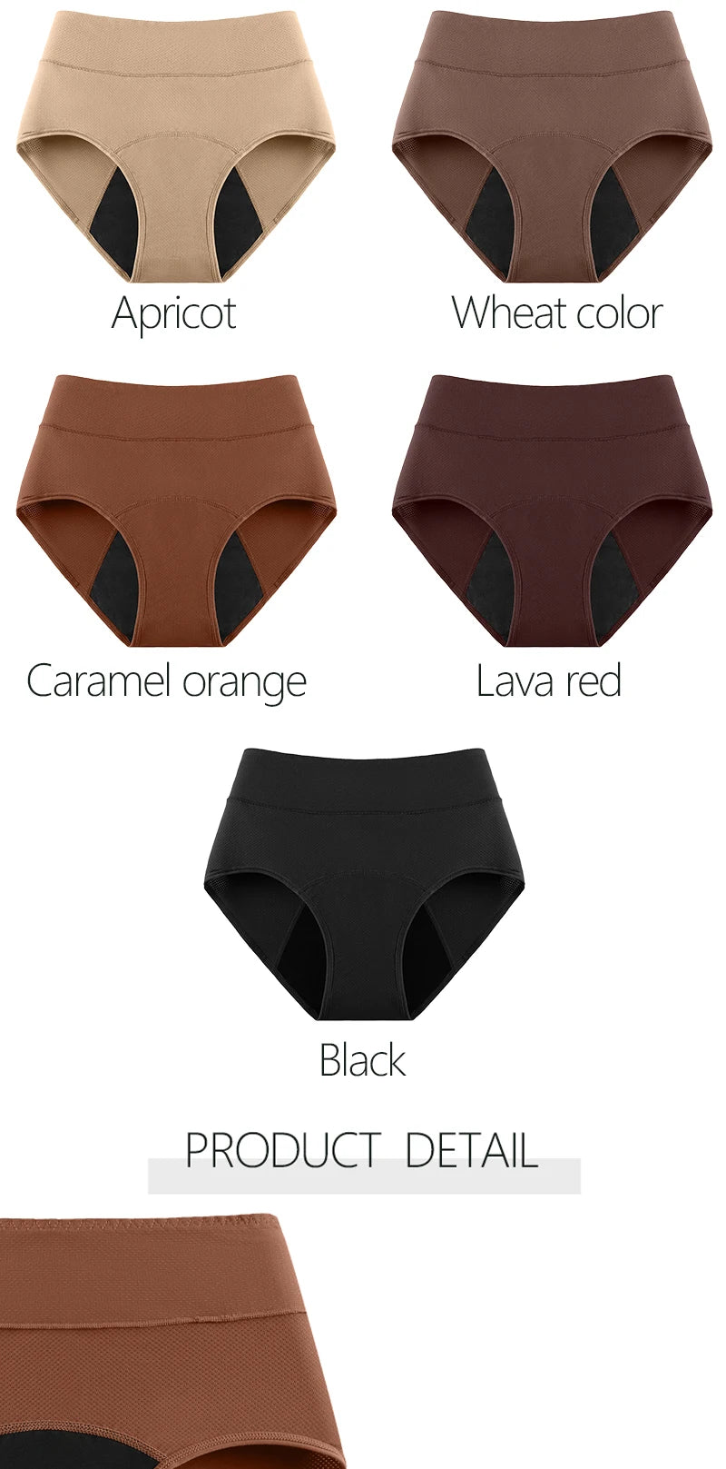3Layers Leakproof High Waist Breathable Women Menstural Period Panties Incontinence Underwear